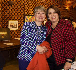 Sharon with former student Carla Murray, now principal of North Chatham Elementary at NCE's 2nd Annual Art Means Everything celebration at the Fearrington Barn.