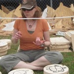 Debbie counting Critter Cut-outs during set-up 2014