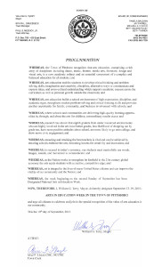 Mayor Terry's Proclamation for Pittsboro Arts in Education Week