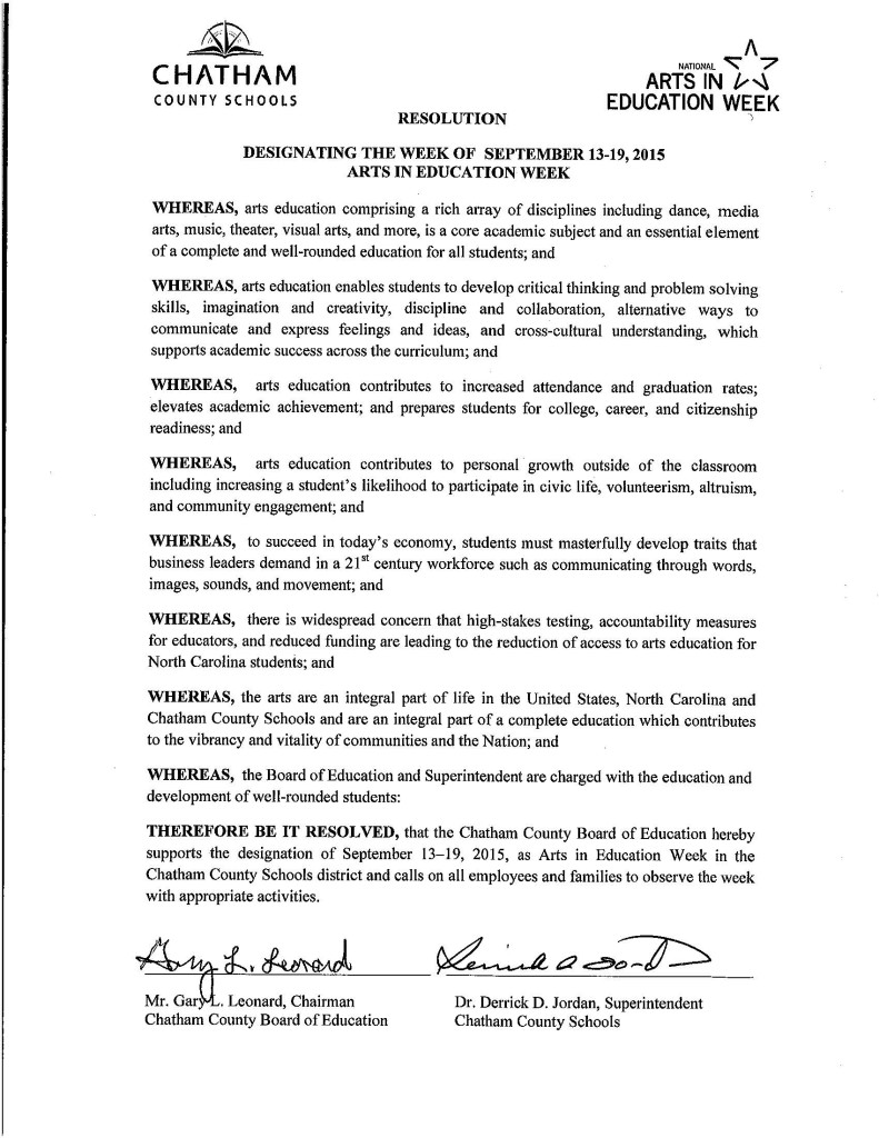 CCS Resolution supporting Arts in Ed Week