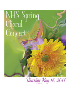 Spring floral background with title, NHS Spring Choral Concert