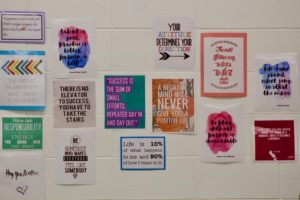 Inspiring quotes on the walls of Ms. Clark's choral music classroom. Photo by Gina Harrison.
