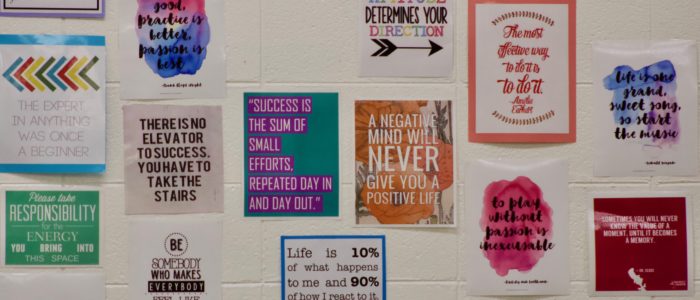 Inspiring quotes on the walls of Ms. Clark's choral music classroom. Photo by Gina Harrison.