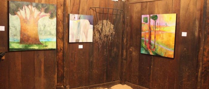 Sarah Graham's work hangs at stop #37 on the Chatham Arts Guild Studio Tour. Photo by Heather Jester.