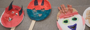 Masks created by students at Bennett School