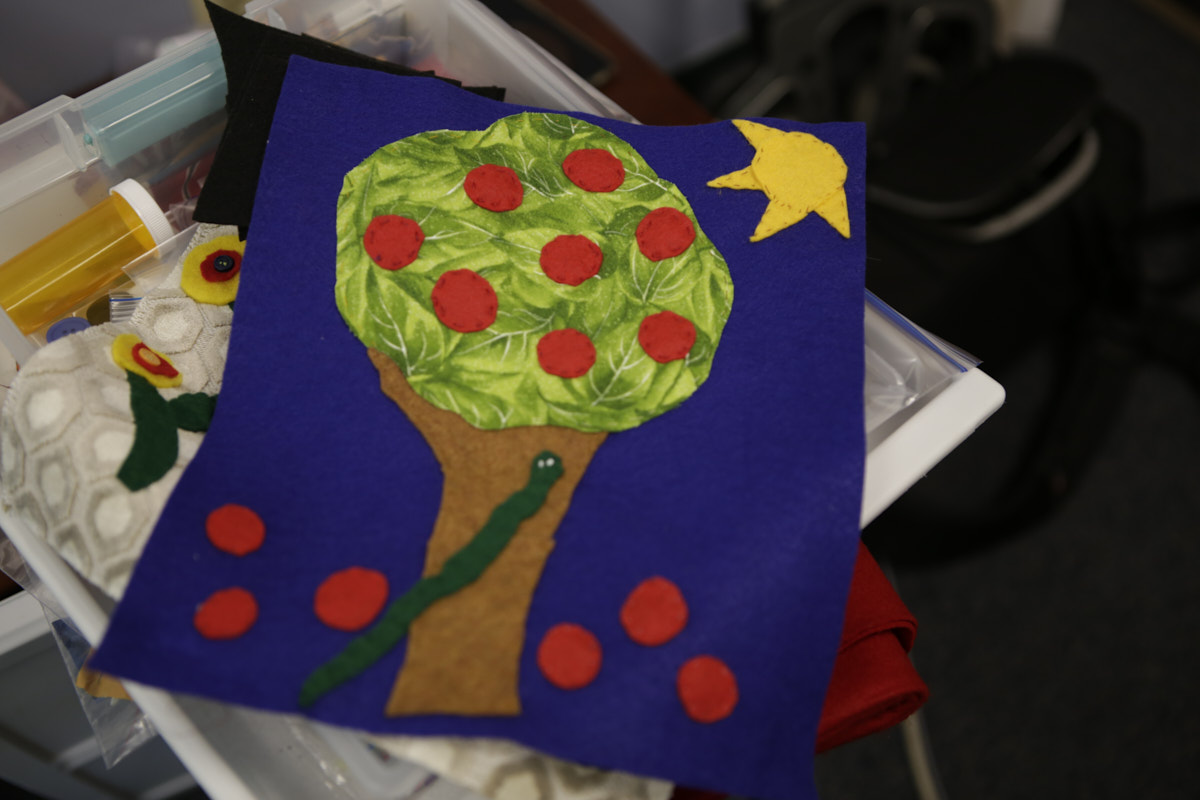 Photo of Willa's textile art of an apple tree