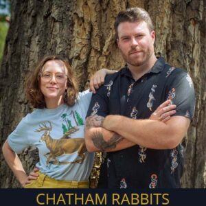 Photograph - headshot of Chatham Rabbits, Sarah on the left and Austin on the right