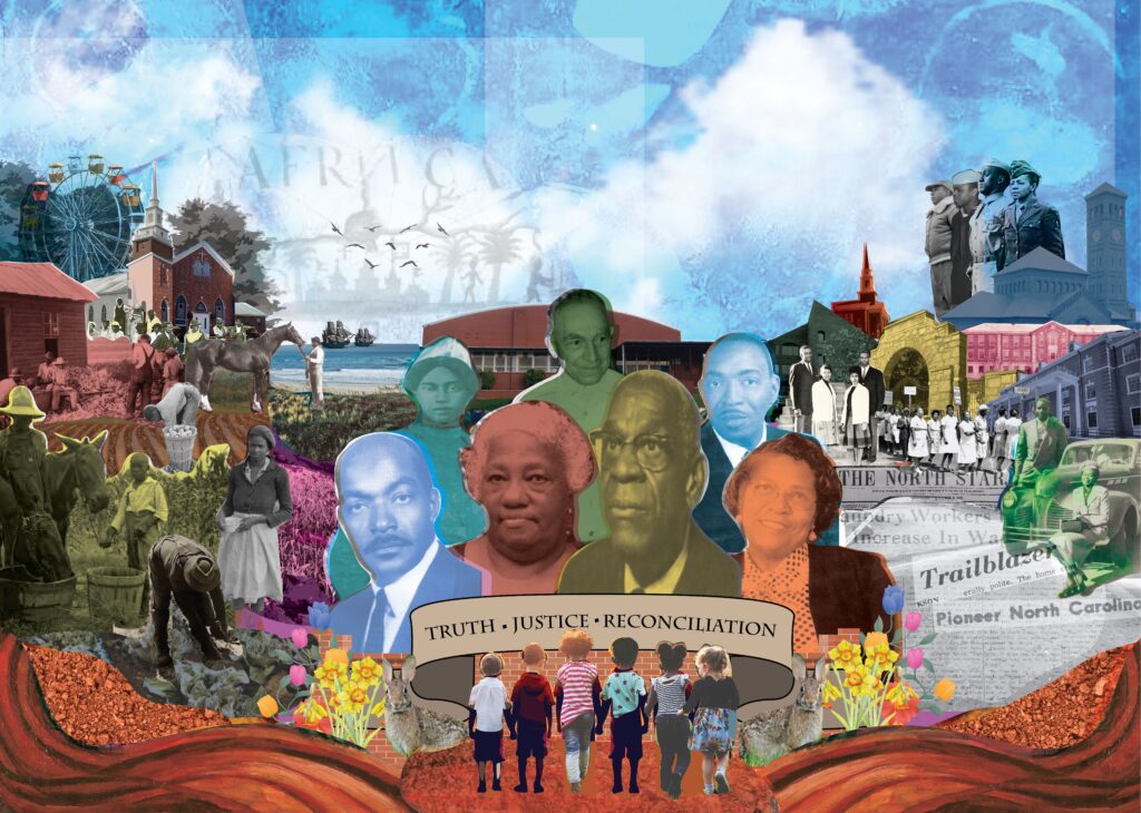 Mock-up photo of mural featuring Black Chatham County historical figures