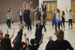 Photo of Black Box's performance with students at Perry Harrison Elementary