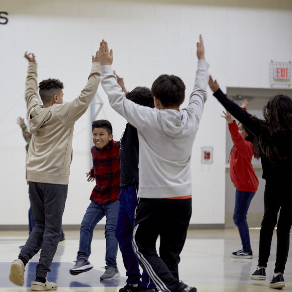 Photo of Virginia Cross Elementary students work on their choreography