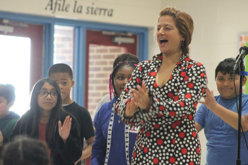 Photo of singer from Flamenco Vivo Carlota Santana performing with students
