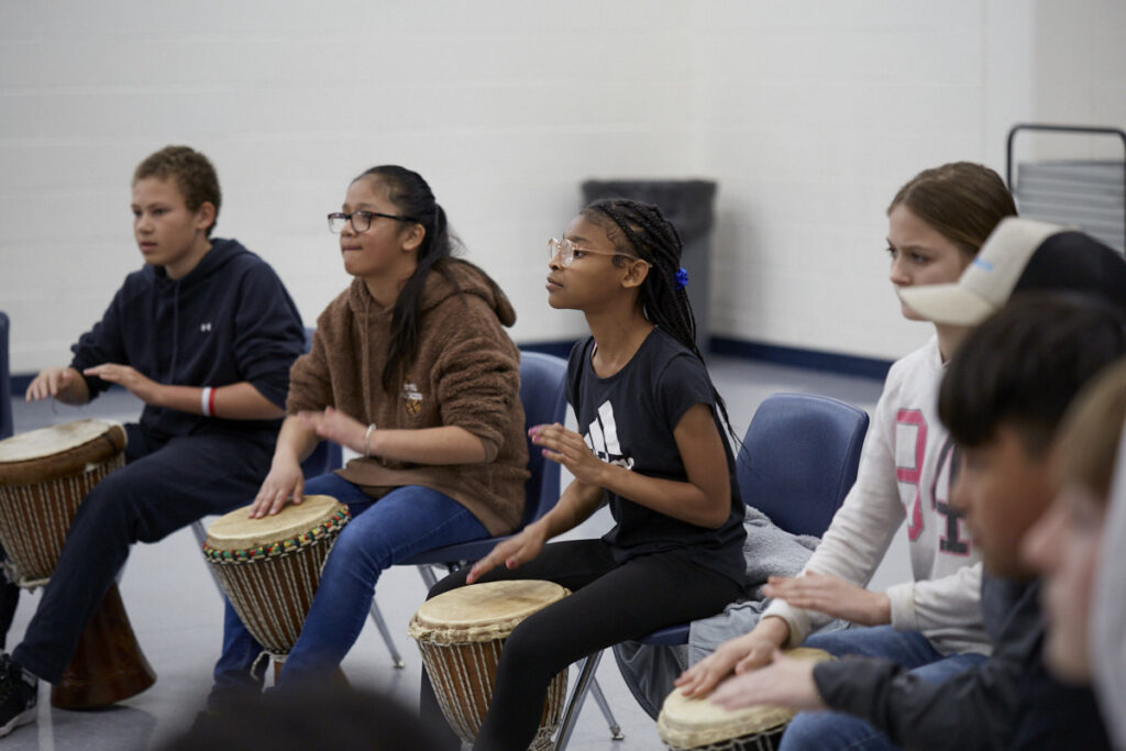 Photo of Bonlee students holding drums