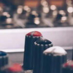 a closeup of a sound board.
