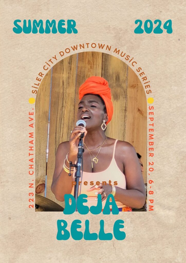 Poster featuring Deja Belle, a Black woman, singing