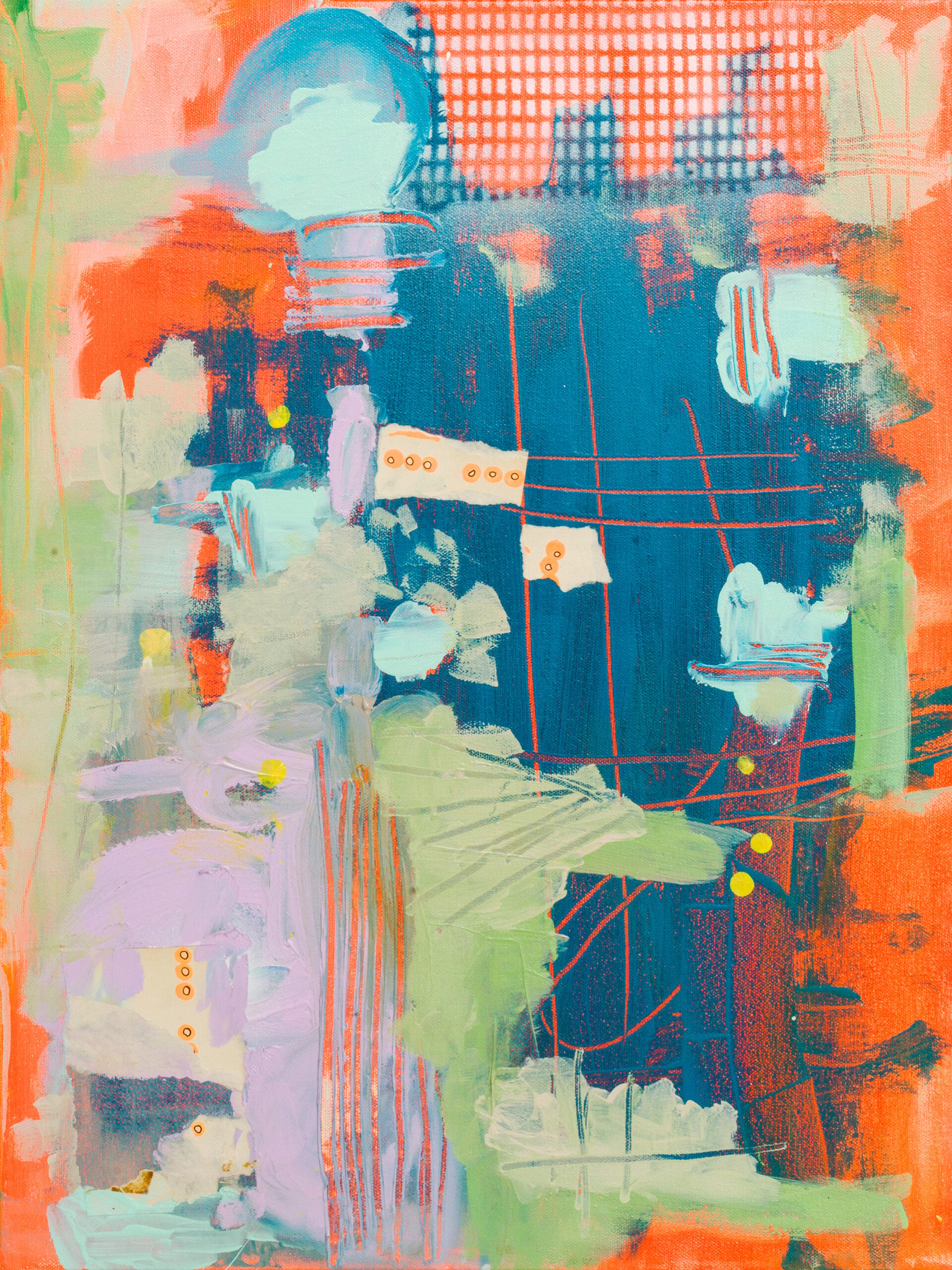 An abstract mixed media collage.
