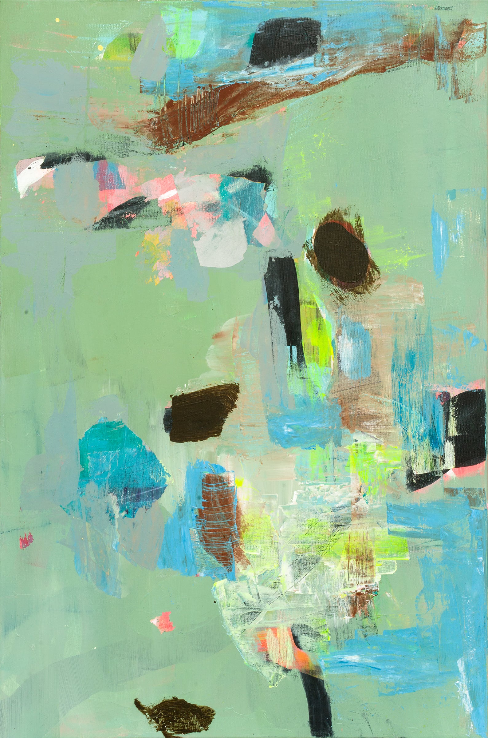 An abstract mixed media collage.